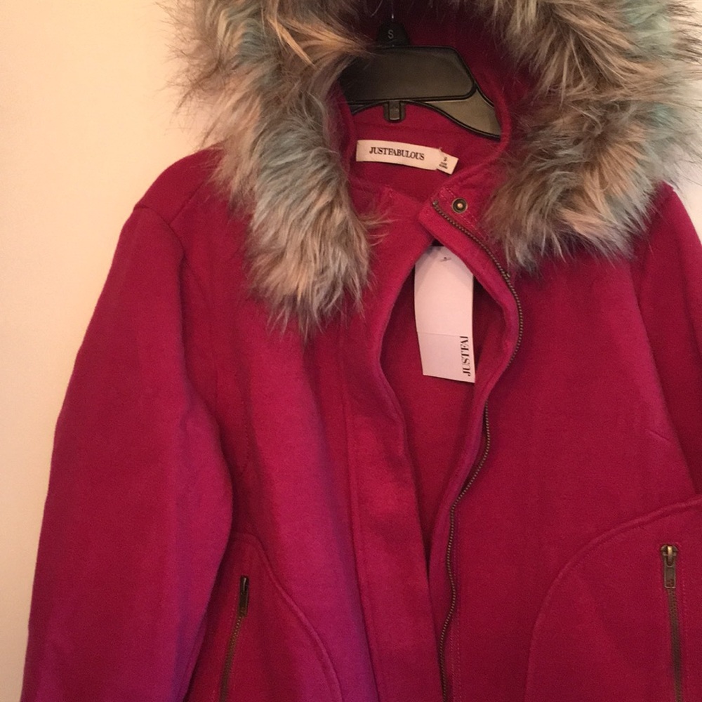 JUSTFABULOUS burgundy winter coat